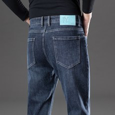男士牛仔褲 直筒寬鬆休閒彈力長褲