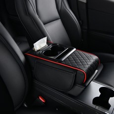 차량용 콘솔쿠션 팔거치대 콘솔 쿠션 + 티슈포함, 1개, 레드블랙