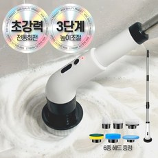 마켓유누 편한클린 무선 전동 청소기 화장실 욕실 주방 청소솔, 화이트, MKYN-1110