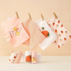 딸기토끼 아동 면 팬티 세트 4매입 여아 사각 드로즈 유아 속옷 어린이 속바지