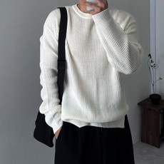 [포인트/감성핏] 에이셀 하찌 크루넥 트임 오버핏 니트