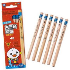 FOOD超人 兒童分齡大三角鉛筆 (6支入) - 適合學齡兒童 培養正確握筆姿勢, 鉛筆4B, 1包