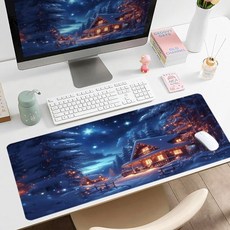 눈내리는 밤 마우스 패드 디자인 게임 책상 액세서리 데스크 고무 베이스(스티치 처리된 가장자리 포함) 미, 03 300x600x2mm