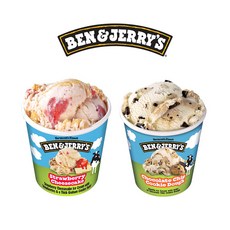 벤앤제리스 파인트 아이스크림 2종 혼합구성(스트로베리치즈케이크+초코칩쿠키도우), 2개, 473ml