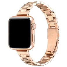 Apple Watch 3/4/5/6/7/8/SE 金屬錶帶+保護貼, 03玫瑰金, 41mm