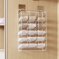 襪子收納盒架 壁掛式 免打孔 宿舍 內衣褲 分格整理架 衣櫃 文胸 置物架, 【白色】18格襪子架,【高級碳鋼材質 無毒  不傷衣物】, 1個
