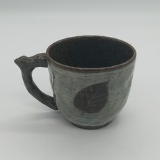 나뭇잎 대추차잔 300ml 옅은 전통찻잔 머그컵 커피잔, 1개, 회색