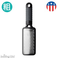 美國 Microplane 不鏽鋼平面家用刨刀，矽膠柄，細齒/粗齒，黑/紅，輕鬆刨絲切片，廚房必備, 1個, 粗齒,紅色, 紅色