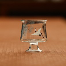 青松皓鶴 品茗杯 高足杯 簡約耐熱玻璃茶杯, 1個