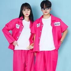 반티콜 핑크죄수복세트 반티 졸업사진 할로윈코스튬 반팔긴팔