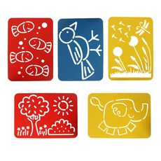 shangren 5 개/대 어린이 동물 모양의 플라스틱 그림 그리기 템플릿 스텐실 어린이 장난감 그리기 도구 선물-30x21 cm/11.8x8.27, 30x21cm, 멀티, 설명한대로