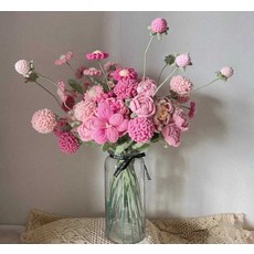 코바늘꽃다발만들기 손뜨개 패캐지 키트 DIY 코바늘 뜨개질, 1. 로맨틱 꽃다발 (꽃병x 설명서o), 1개