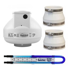 라돈 어웨이 RP145c 라돈 완화 팬 키트 - U-튜브 압력계 2 x 4 x 3 흰색 PVC 커플링 포함 - 조용하고 에너지 효율적인 활성 토양 감압 팬, Industrial, Solid, RP145 PRO
