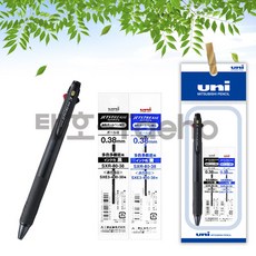 제트스트림 3색 다색펜 SXE3-400-38 0.38mm + 리필 2개, 1세트, 0.38mm 블랙 1개+리필 흑색 1개+청색 1개