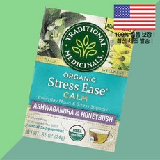 전통 의약 릴렉스 캄 아슈와간다 아쉬와간다 꿀 허니부쉬 카페인 프리 포장 티백 16개 0.85온스 24g Traditional Medicinals Organic Stress E