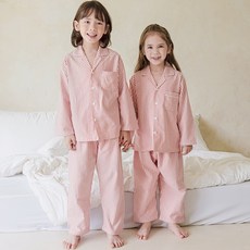 국내제작 140 피치기모 스트라이프레드 긴팔아동잠옷세트(남여공용)