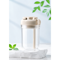 소일리빙 휴대용 얼음 텀블러 아이스 트레이 물병, 1개, 520ml, 베이지