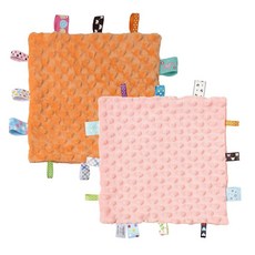 해외 CREVENT Tag Security 아기용 담요 남아용 부드럽고 작은 러비 아기 이불 감각 생일 베이비 샤워를 위한 훌륭한 선물 25.4 x 25.4cm10 10인치 8, Macaron Pink + Orange.