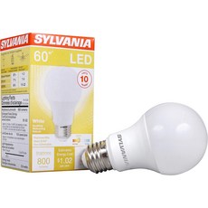 실바니아 A19 LED 전구 8.5W 60W 등가 10년 비디멘탈 800루멘 3000K 화이트74733 1팩, Soft White, 75W, 24 Pack