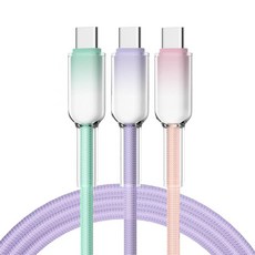 콜콜러브 초고속 충전 케이블 발열 없음 C to C 65W, 그린+핑크+퍼플, 1개, 1.5m
