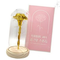 조화 골드 돔 장식 조명 받침대 포함 책상 거실 현관 인테리어 감사 선물, 1개, 골드 카네이션