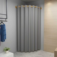 탈의실 간이 피팅룸 커튼형 옷가게 야외 프레임 드레스룸 의류매장 코너, 그레이 커튼+금색 막대