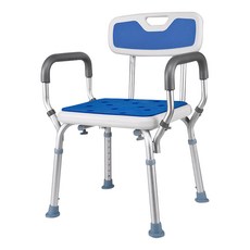 Akira 護理有背扶手防滑洗澡椅5003CP 淋浴椅 防滑椅 沐浴椅 護理椅 浴室凳 洗澡凳, 藍色, 1個