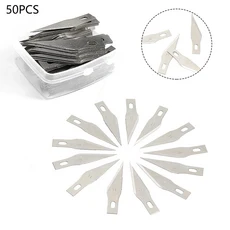 100/50pcs 블레이드 스테인레스 스틸 조각 금속 나무 교체 S Urgical Calpel Craft Silver