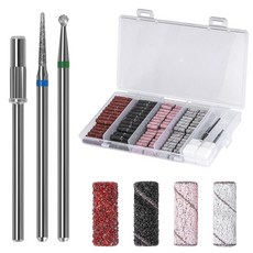 140개 네일 샌딩 밴드 세트: 80# 120# 180# 240# 미니 맨드릴 비트 1개와 큐티클 드릴 2개 소형 및 1개 포함 드릴용 미세 그릿, 140개 네일 샌딩 밴드 세트 80 120 180 24, 1