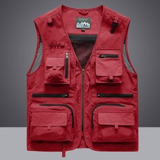 남성 얇은 어깨 멀티 포켓 조끼 재킷 캐주얼 패션 야외 낚시 6XL 여름 가을, 없음, Image Color 1
