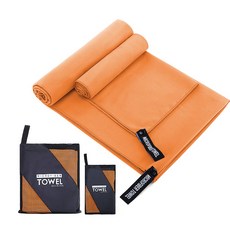 WIZ-MAX SPORT 大尺寸運動毛巾 76*152+普通毛巾 40*80 2入組, 橘色, 1組