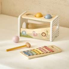 폴라비 아기 망치놀이 장난감 원목 실로폰 유아 도형맞추기 악기놀이 교구, 1개