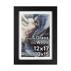 프레임 Amo 10.2x15.2cm(4x6인치) 블랙 원목 사진 액자 7.6x12.7cm(3x5인치) 이미지용 화이트 매트 강화 유리 전면 너비 3.8cm(_166105, 12 x 17_166105