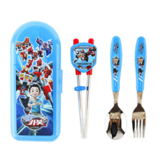 헬로카봇15 올인원 교정젓가락 풀세트 수저세트 교정용젓가락, 1개, 블루