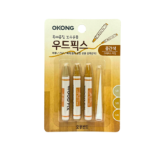 오공 우드 픽스 3p 메꾸미 바닥 마루 목재 가구 흠집 보수용 셀프 보수 크레파스 타입, 1개, 중간색