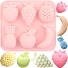 EPYHREHM 66 캐비티 과일 실리콘 초콜릿 몰드 체리 포도 사과 캔디 젤리 캔디용, 2-핑크