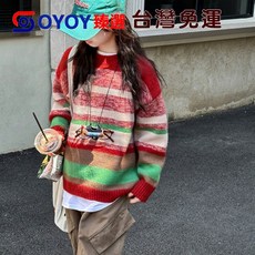 OY1 2025秋冬新款 女童韓版彩虹色毛衣 時尚套頭針織上衣