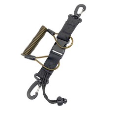 K zone 快速出貨 4mm QQ繩 雙頭潛水失手繩 快卸扣 包鋼絲彈簧相機繩 潛水相機失手繩 水肺 潛水攝影, 透明黑-可拉伸1.4米