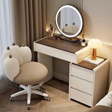홈가드 틈새화장대400 좌식화장대 거울화장대, 화이트 - 락 플레이트 상판, 70cm 30cm 스마트 미러 팔각 스툴