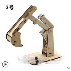 【AI電子】木質液壓怪手挖掘機模型 科學實驗STEAM小製作 兒童木質手工玩具材料, 1個, 3號