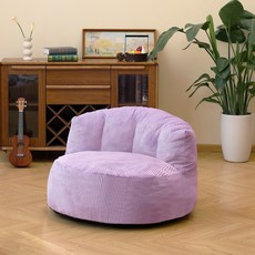 라지 크레센트 빈백 체어 성인 사이즈 빈백 폼 필링 고급 코듀로이 소재 거실/침실/기숙사/사무실용, Lavender