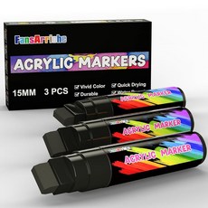 페인트 마커펜 펜 마커 컬러 페인트펜 팬 아리쉬 아크릴 15mm 점보 펠트 팁 태그 부착 표지판 서예 및 야외 그림을 위한 24개의 방수 영구, 3 Black