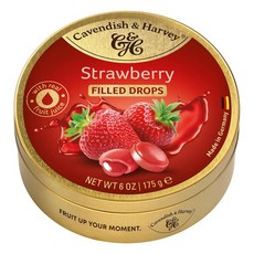 캐번디시 & 하비 과일 오렌지 하드 캔디 드롭 5.3온스 틴, Strawberry