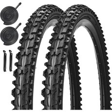24인치 자전거 타이어 X 1.95 교체용 또는 내부 튜브 AV 32mm 슈레이더 밸브 마운틴 비치 크루저 및 튜브에 적합한, 2 Tires and 2 Tubes