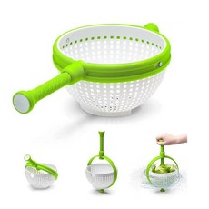 TYEESIK 회전식 야채 탈수기 야채 물기 제거 샐러드 스피너, 화이트, 1개