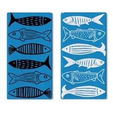 Croar Coastal Fish 블루 주방 접시 타월 2개 세트 해상 해변 해산물 건조 핸드 베이킹 요리 천 바다 욕실 홈 데코 45.7 x 66cm(18 26인치)