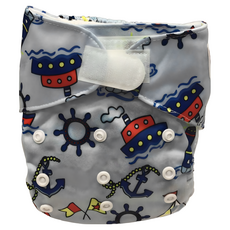 WUMA口袋式環保布尿布學習褲，台灣製拉毛布，魔鬼氈可調，可愛貓頭鷹圖案, 不挑花色, 1個