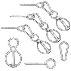 Lemecima 아이 볼트 및 스냅 안장이 있는 말 타이 링 3세트 튼튼한 탄소강 말 압정 훈련 장비 - 안전한 블로커 링 말 액세서리 및 용품(실버), Lemecima 아이 볼트 및 스냅 안장이 있는 말 타