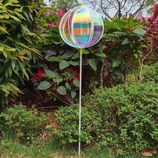 夢幻彩風車炫彩擺設旋轉透明高裝飾展示兒童玩具戶外大小號風車球 RJQ－, 1個, 大號風球28cm1.05米高
