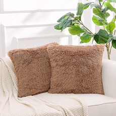 NordECO HOME 고급스럽고 부드러운 인조 모피 플리스 쿠션 커버 베개 커버 장식용 장식용 쿠션 커버 베개 인서트 없음 30.5cm x 50.8cm(12인치 x 20인, J-khaki